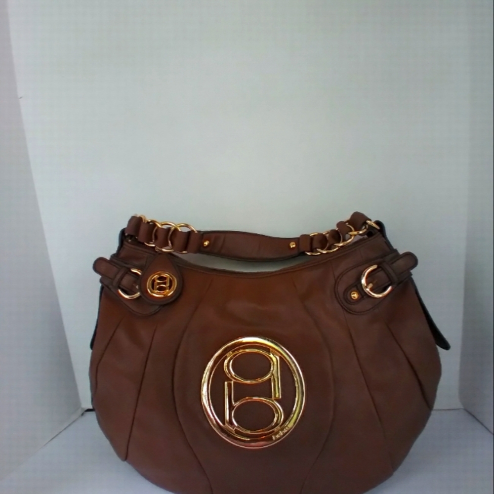 BCBGeneration Hobo Bag Brown Leather Shoulder Bag‎ Chain Strap Purse
